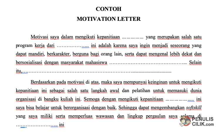 Contoh motivation letter untuk beasiswa dan berbagai 